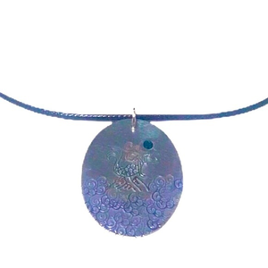 Handstamped mermaid Swarovski crystal‎ necklace